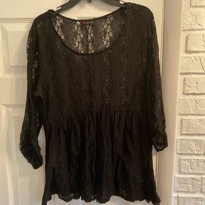 Black Lace Peplum Top